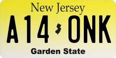 NJ license plate A14ONK
