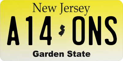 NJ license plate A14ONS