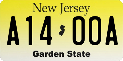 NJ license plate A14OOA