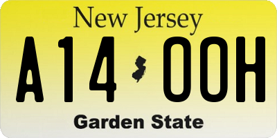 NJ license plate A14OOH