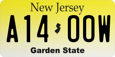 NJ license plate A14OOW