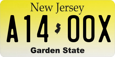 NJ license plate A14OOX