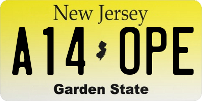 NJ license plate A14OPE