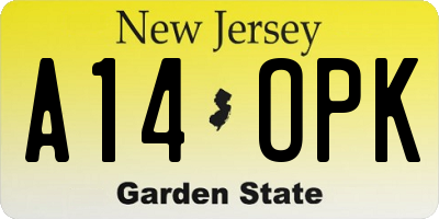 NJ license plate A14OPK