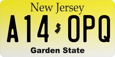 NJ license plate A14OPQ