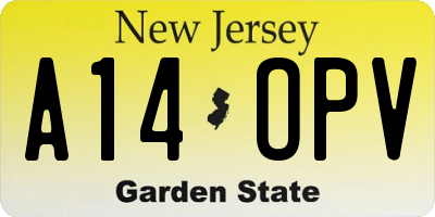 NJ license plate A14OPV