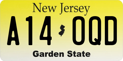 NJ license plate A14OQD
