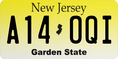 NJ license plate A14OQI