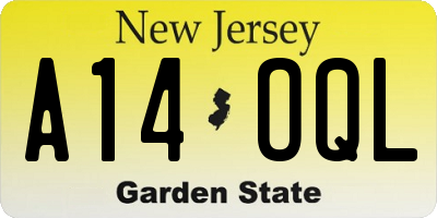NJ license plate A14OQL