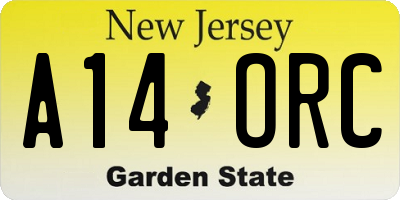 NJ license plate A14ORC