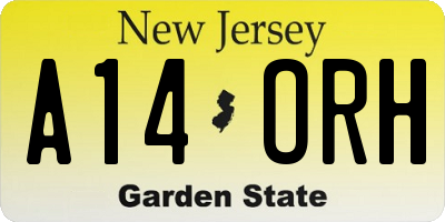 NJ license plate A14ORH