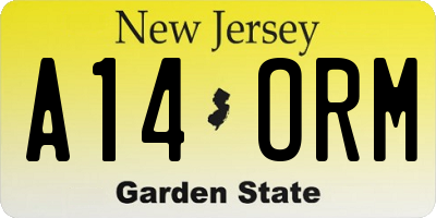 NJ license plate A14ORM