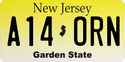 NJ license plate A14ORN