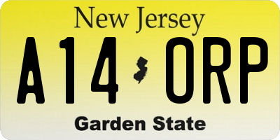 NJ license plate A14ORP