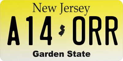 NJ license plate A14ORR