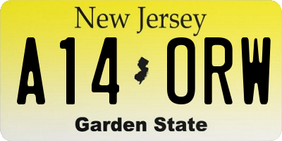NJ license plate A14ORW