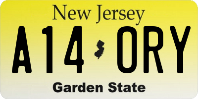 NJ license plate A14ORY