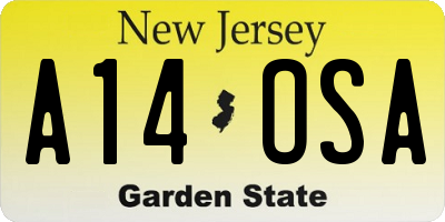 NJ license plate A14OSA