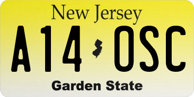 NJ license plate A14OSC