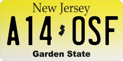 NJ license plate A14OSF