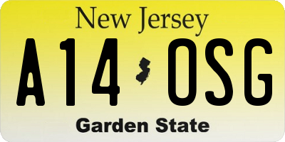 NJ license plate A14OSG