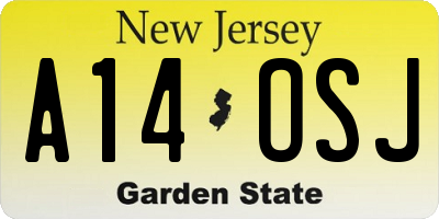 NJ license plate A14OSJ