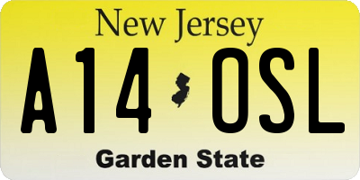 NJ license plate A14OSL