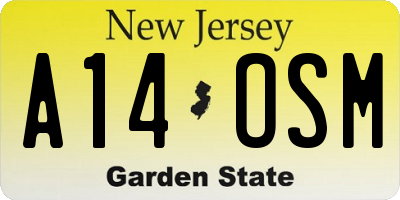 NJ license plate A14OSM