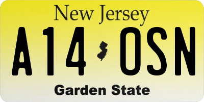 NJ license plate A14OSN