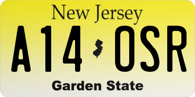 NJ license plate A14OSR