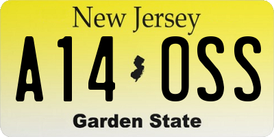 NJ license plate A14OSS