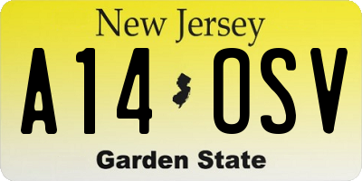 NJ license plate A14OSV