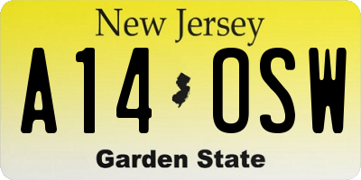 NJ license plate A14OSW