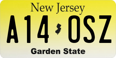 NJ license plate A14OSZ