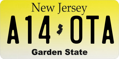 NJ license plate A14OTA