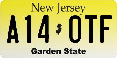 NJ license plate A14OTF