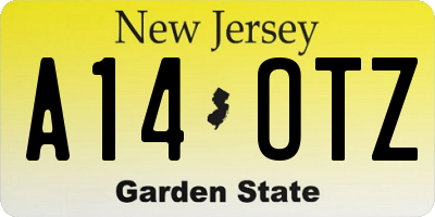 NJ license plate A14OTZ