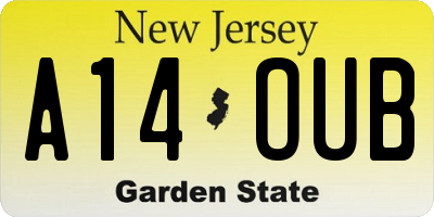 NJ license plate A14OUB