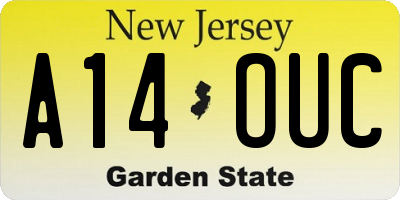 NJ license plate A14OUC