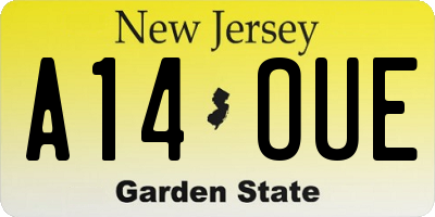NJ license plate A14OUE