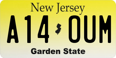 NJ license plate A14OUM