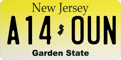 NJ license plate A14OUN