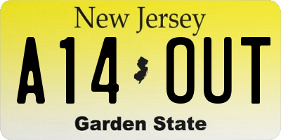 NJ license plate A14OUT