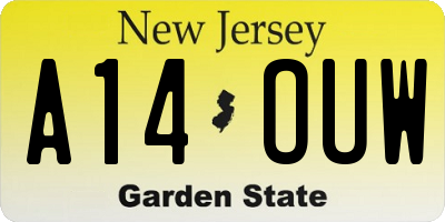 NJ license plate A14OUW