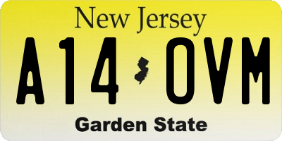 NJ license plate A14OVM