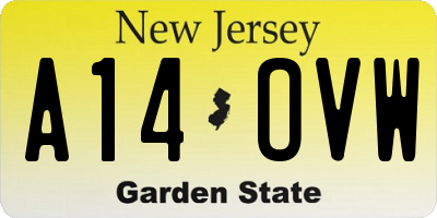 NJ license plate A14OVW