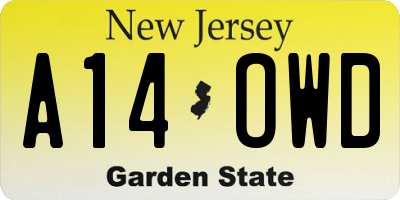 NJ license plate A14OWD