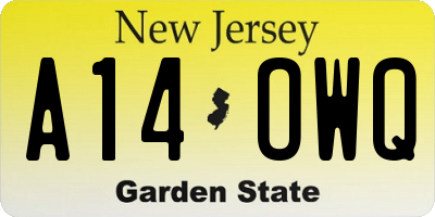 NJ license plate A14OWQ