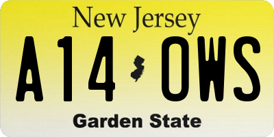NJ license plate A14OWS
