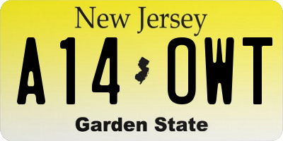 NJ license plate A14OWT